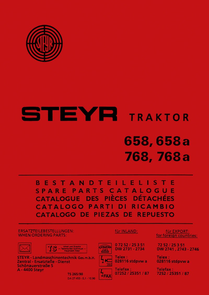 Steyr 658 658a 768 768a Traktor Ersatzteilkatalog