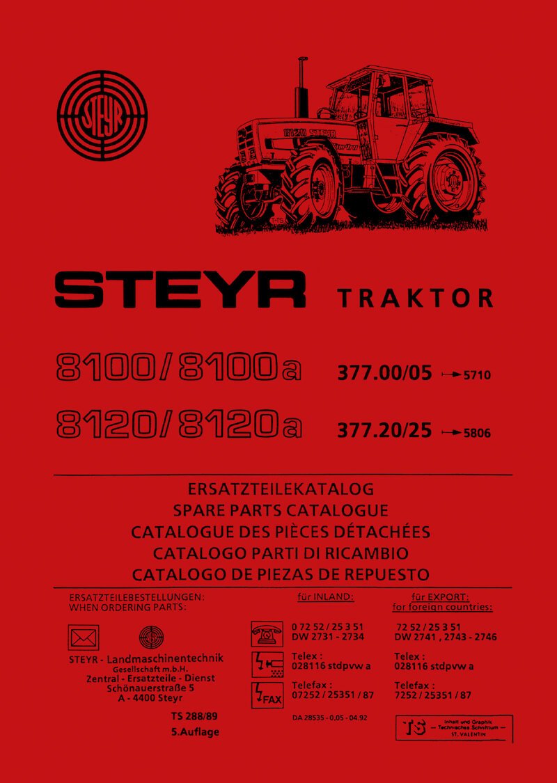 Steyr 8100 8100a 8120 8120a Traktor Ersatzteilkatalog