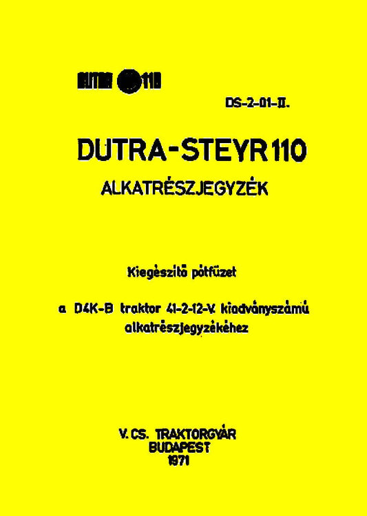 Dutra Steyr 110 Traktor Typ D4K-B Ersatzteilkatalog - steyr-traktor