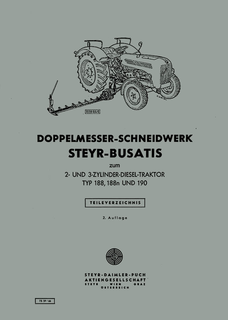 Steyr 188 188n190 Busatis Doppelmesser-Schneidwerk Ersatzteilkatalog