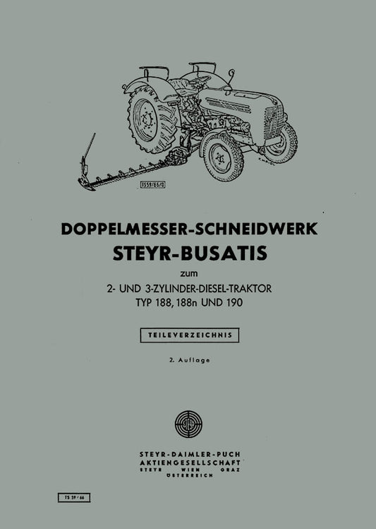 Steyr 188 188n190 Busatis Doppelmesser-Schneidwerk Ersatzteilkatalog