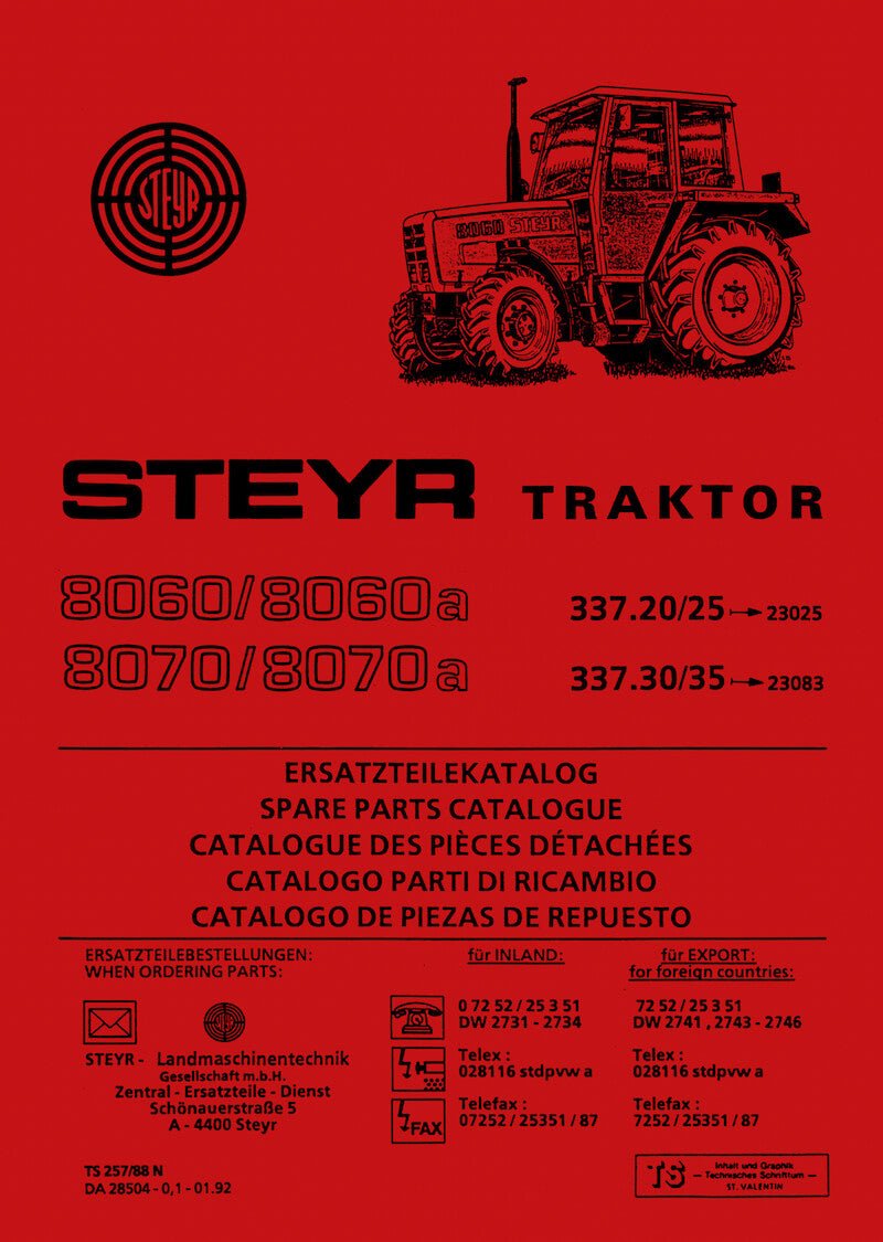 Steyr 8060 8060a 8070 8070a Traktor Ersatzteilkatalog