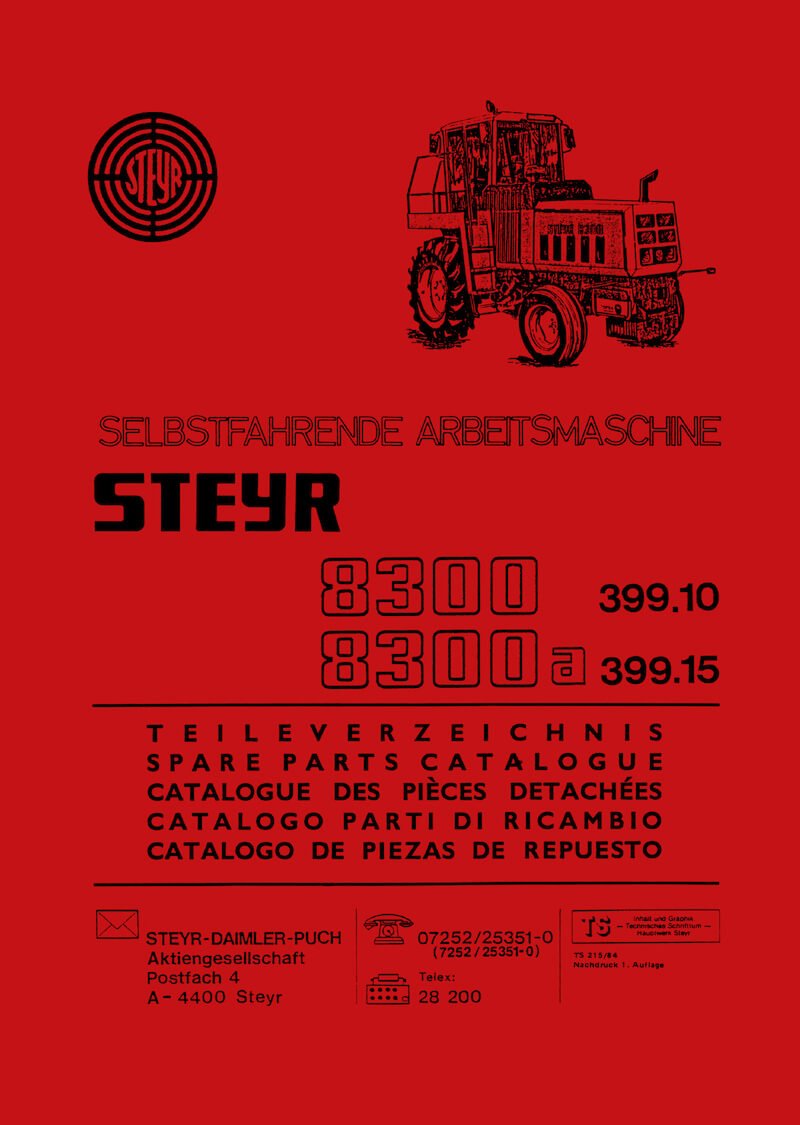 Steyr 8300 und 8300a Traktor Ersatzeilkatalog
