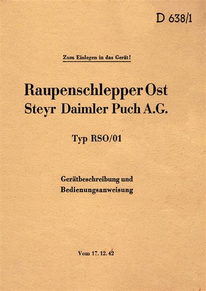 Steyr Raupenschlepper Ost RSO/01 Betriebsanleitung